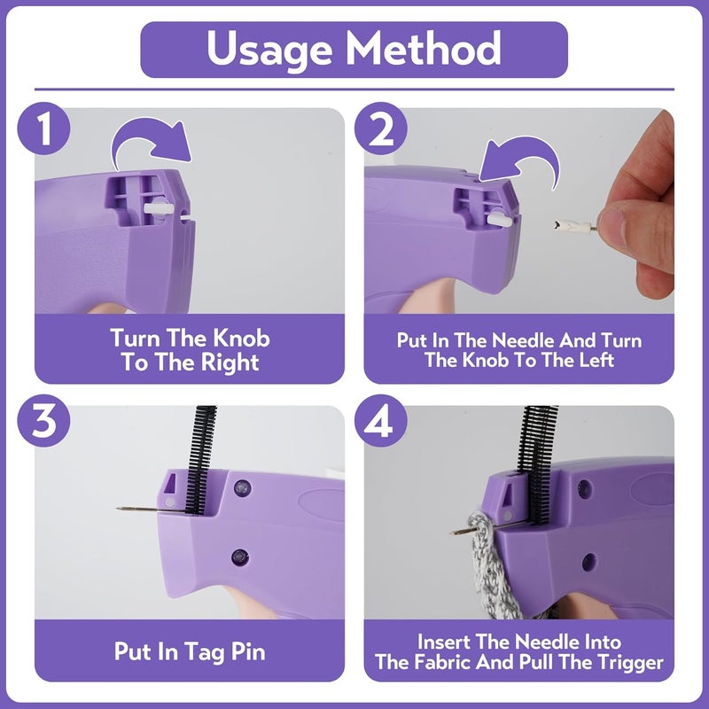 Fonwill Clothing Label Gun,Standard Retail Price Tag Labeling Gun Kit,Having 5 Needles, 1000 Micro Fasteners,Suitable for Store,Warehouse,Consignment,Yard Sale,etc.(Purple) - Image 5